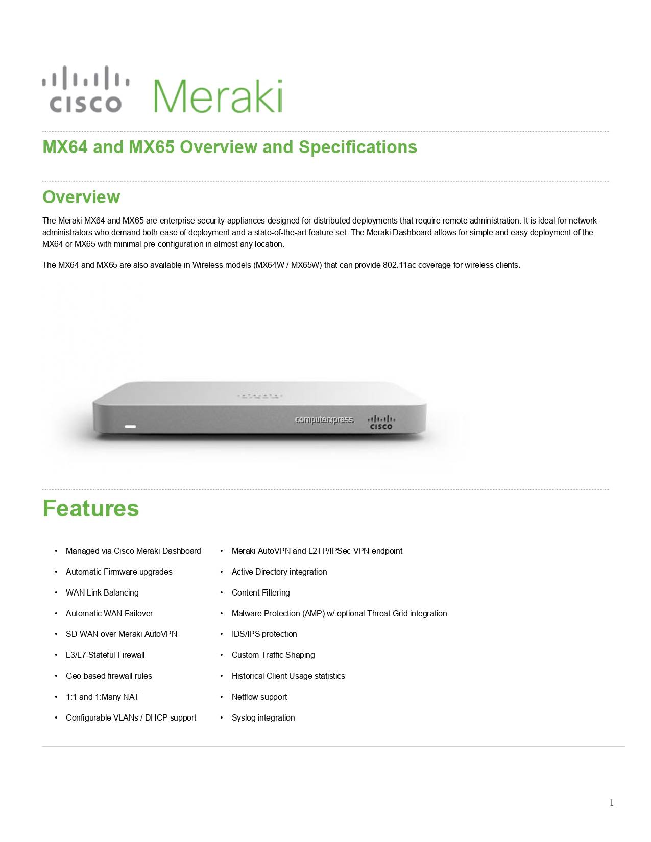 Cisco Meraki MX64